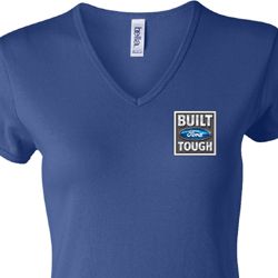 Ladies Ford Shirt Built Ford Tough Pocket Print V-neck Tee T-Shirt
