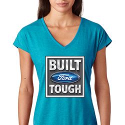 Ladies Ford Shirt Built Ford Tough Tri Blend V-Neck Shirt