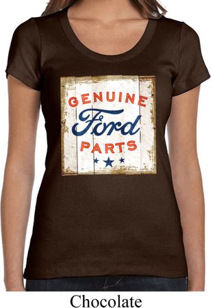 Ladies Ford Shirt Distressed Genuine Ford Parts Scoop Neck Tee T-Shirt