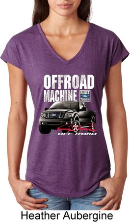 Ladies Ford Shirt F-150 4X4 Off Road Machine Tri Blend V-Neck Shirt