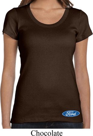 Ladies Ford Shirt Ford Oval Bottom Print Scoop Neck Tee T-Shirt