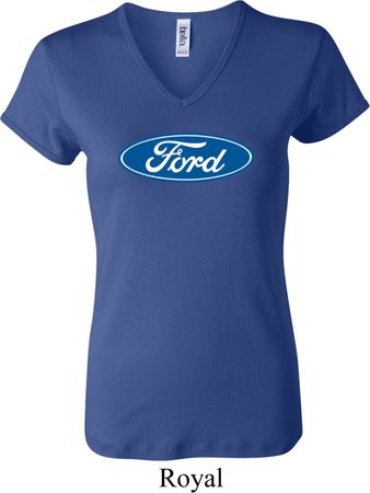 Ladies Ford Shirt Ford Oval V-neck Tee T-Shirt