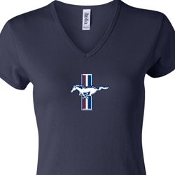Ladies Ford Shirt Legend Lives Crest Small Print V-neck Tee T-Shirt Ladies Ford Shirt Legend Lives Crest Small Print V-neck Tee T-Shirt