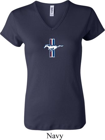 Ladies Ford Shirt Legend Lives Crest Small Print V-neck Tee T-Shirt