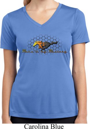 Ladies Ford Shirt Make It My Mustang Moisture Wicking V-neck Shirt