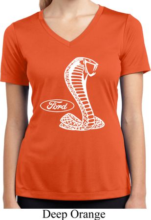 Ladies Ford Shirt Mustang Cobra Moisture Wicking V-neck Shirt