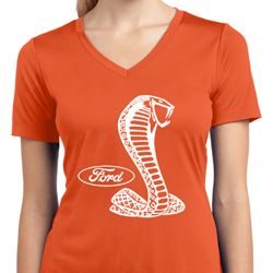 Ladies Ford Shirt Mustang Cobra Moisture Wicking V-neck Shirt Ladies Ford Shirt Mustang Cobra Moisture Wicking V-neck Shirt
