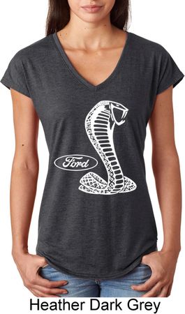 Ladies Ford Shirt Mustang Cobra Tri Blend V-Neck Shirt