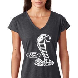 Ladies Ford Shirt Mustang Cobra Tri Blend V-Neck Shirt Ladies Ford Shirt Mustang Cobra Tri Blend V-Neck Shirt