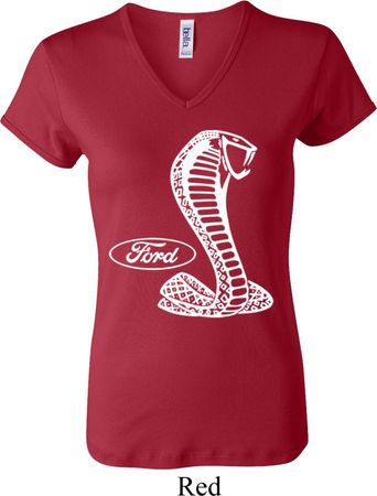Ladies Ford Shirt Mustang Cobra V-neck Shirt