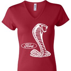 Ladies Ford Shirt Mustang Cobra V-neck Shirt Ladies Ford Shirt Mustang Cobra V-neck Shirt