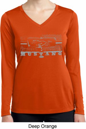 Ladies Ford Shirt Mustang Honeycomb Grille Dry Wicking Long Sleeve
