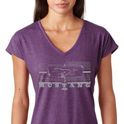 Ladies Ford Shirt Mustang Honeycomb Grille Tri Blend V-Neck Shirt Ladies Ford Shirt Mustang Honeycomb Grille Tri Blend V-Neck Shirt