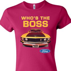 Ladies Ford Shirt Mustang Who's The Boss Crewneck Shirt Ladies Ford Shirt Mustang Who's The Boss Crewneck Shirt