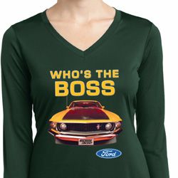 Ladies Ford Shirt Mustang Who's The Boss Dry Wicking Long Sleeve Shirt Ladies Ford Shirt Mustang Who's The Boss Dry Wicking Long Sleeve Shirt
