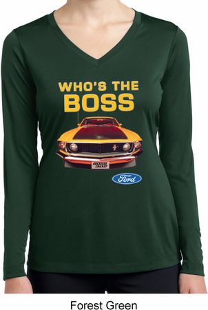 Ladies Ford Shirt Mustang Who's The Boss Dry Wicking Long Sleeve Shirt