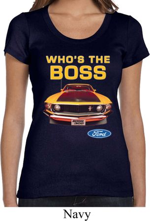 Ladies Ford Shirt Mustang Who's The Boss Scoop Neck Shirt