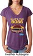 Ladies Ford Shirt Mustang Who's The Boss Tri Blend V-Neck Shirt