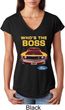 Ladies Ford Shirt Mustang Who's The Boss Tri Blend V-Neck Shirt
