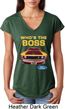 Ladies Ford Shirt Mustang Who's The Boss Tri Blend V-Neck Shirt