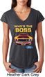 Ladies Ford Shirt Mustang Who's The Boss Tri Blend V-Neck Shirt
