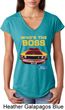 Ladies Ford Shirt Mustang Who's The Boss Tri Blend V-Neck Shirt