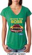 Ladies Ford Shirt Mustang Who's The Boss Tri Blend V-Neck Shirt