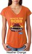 Ladies Ford Shirt Mustang Who's The Boss Tri Blend V-Neck Shirt
