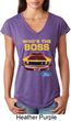 Ladies Ford Shirt Mustang Who's The Boss Tri Blend V-Neck Shirt