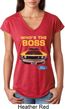 Ladies Ford Shirt Mustang Who's The Boss Tri Blend V-Neck Shirt