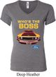 Ladies Ford Shirt Mustang Who's The Boss V-neck Shirt