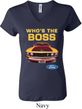 Ladies Ford Shirt Mustang Who's The Boss V-neck Shirt