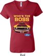 Ladies Ford Shirt Mustang Who's The Boss V-neck Shirt