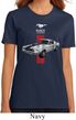 Ladies Ford Shirt Red Stripe Mustang 50 Years Organic Tee T-Shirt