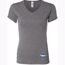 Ladies Ford Shirt The Legend Lives Crest Bottom Print V-neck T-Shirt Ladies Ford Shirt The Legend Lives Crest Bottom Print V-neck T-Shirt