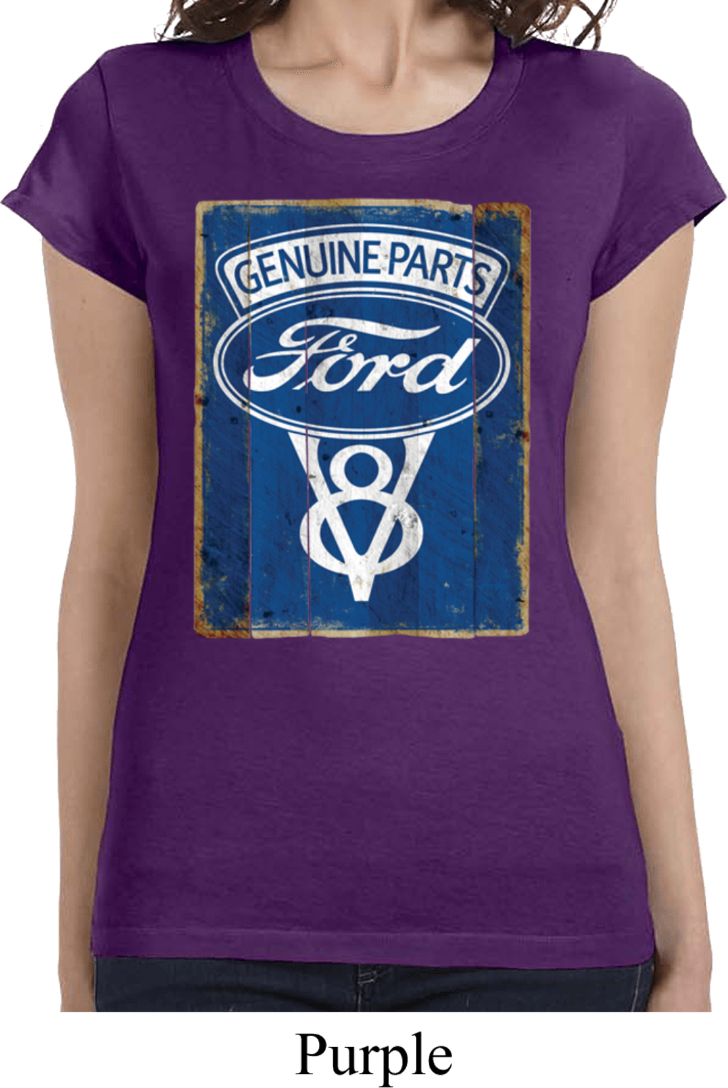 Ladies Ford Shirt V8 Genuine Ford Parts Longer Length Tee T-Shirt