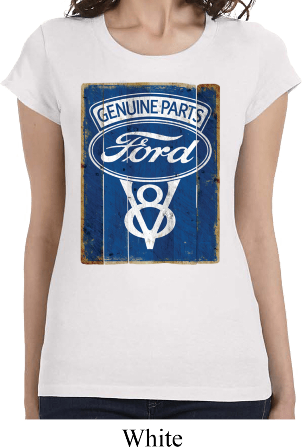 Ladies Ford Shirt V8 Genuine Ford Parts Longer Length Tee T-Shirt