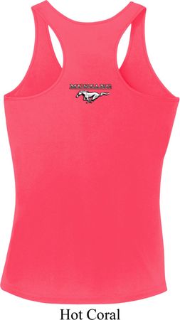 Ladies Ford Tank Top Mustang Back Print Dry Wicking Racerback