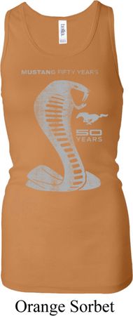 Ladies Ford Tanktop 50 Years Cobra Longer Length Racerback Tank Top
