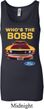 Ladies Ford Tanktop Mustang Who's The Boss Longer Length Tank Top