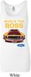 Ladies Ford Tanktop Mustang Who's The Boss Longer Length Tank Top