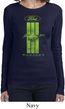 Ladies Ford Tee Green Mustang Stripe Long Sleeve