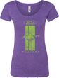 Ladies Ford Tee Green Mustang Stripe Scoop Neck