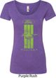 Ladies Ford Tee Green Mustang Stripe Scoop Neck