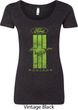Ladies Ford Tee Green Mustang Stripe Scoop Neck