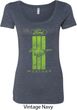 Ladies Ford Tee Green Mustang Stripe Scoop Neck