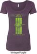 Ladies Ford Tee Green Mustang Stripe Scoop Neck