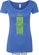 Ladies Ford Tee Green Mustang Stripe Scoop Neck