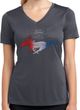 Ladies Ford Tee Mustang Red White and Blue Dry Wicking V-neck