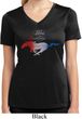 Ladies Ford Tee Mustang Red White and Blue Dry Wicking V-neck